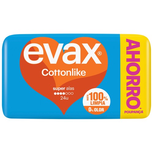 EVAX Compresas super con alas EVAX Cottonlike 24 uds