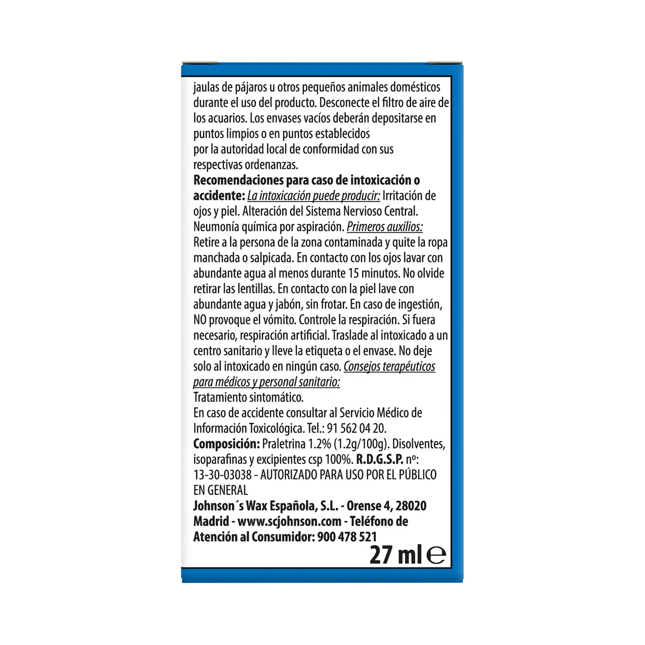 Recambio eléctrico antimosquitos 27 ml