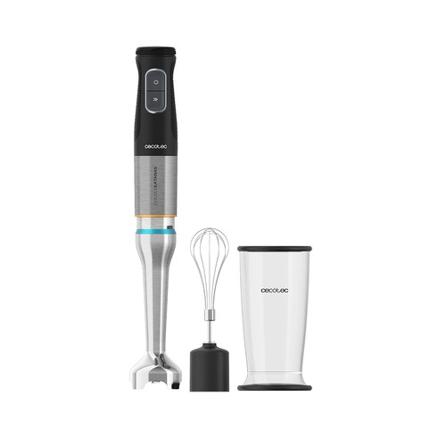 Batidora de mano CECOTEC Katana 15 TotalDestroy Cream BL, 1500W, velocidad variable + Turbo, incluye vaso y varilla.