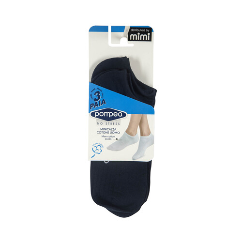 Pack de 3 pares de calcetines tobilleros para hombre, POMPEA, color azul, talla 47/49.