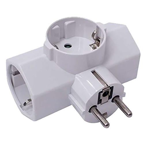 Adaptador triple con salida lateral 16amp, EUROBRIC.