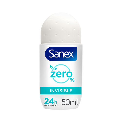 SANEX Desodorante roll on para mujer con protección antitranspirante hasta 24h SANEX Zero % invisible 50 ml.