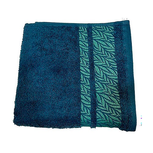 Toalla de tocador de 450 gs, diseño de hojas azul oscuro, ALCAMPO.