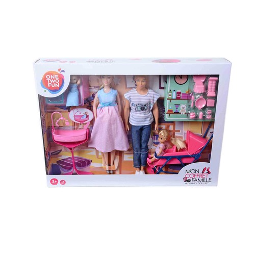 Conjunto Familia Muñeca 4 Muñecas y Accesorios ONE TWO FUN ALCAMPO