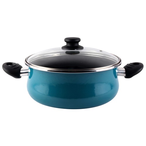 Cacerola de acero con tapa de vidrio e interior antiadherente, apta para inducción, 20 centímetros, Country MAGEFESA.