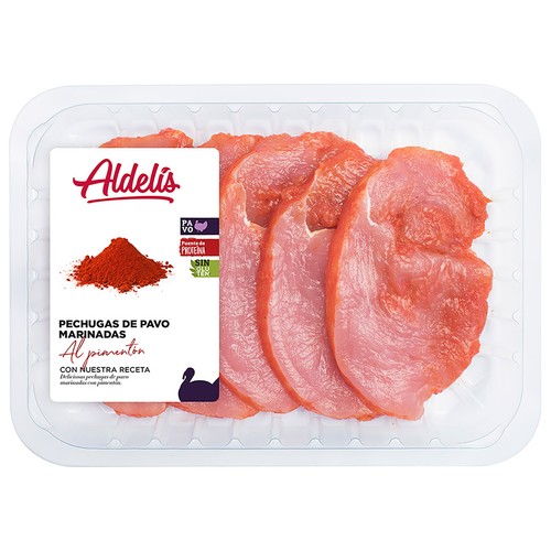 Bandeja de pechuga de pavo fileteada y marinada al pimentón ALDELÍS