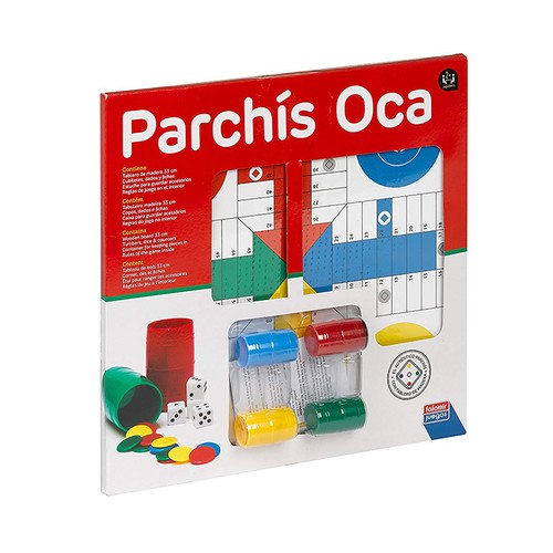 Juegos de mesa clásicos Parchís y La Oca, tablero de 35cm, de 2 a 4 jugadores, FALOMIR JUEGOS.