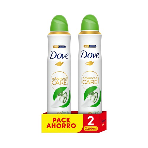 DOVE Advanced care go fresh Desodorante en spray para mujer con protección antitranspirante hasta 72 horas 2 x 200 ml.