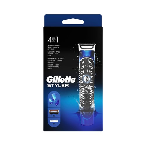 GILLETTE Maquina de afeitar 4 en 1 (recorta, afeita, perfila y depilación corporal) GILLETTE Styler.