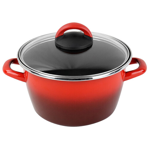 Olla de acero vitrificado con tapa, 20 cm., apto para inducción, SFUMATO MAGEFESA.