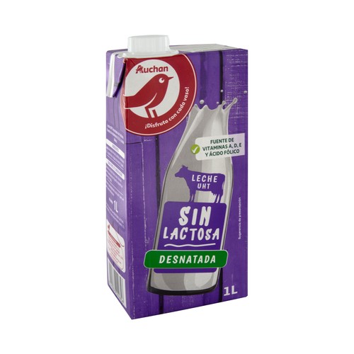 Leche desnatada de vaca, sin lactosa PRODUCTO ALCAMPO 1 l.