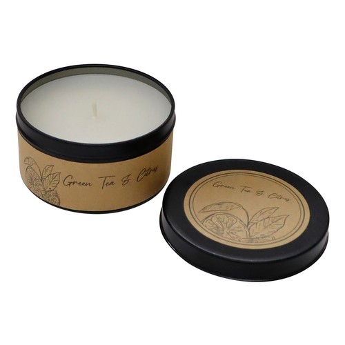 Vela en bote de metal, con cera vegetal aromática Serenity ACTUEL.