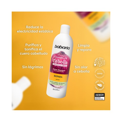 BABARIA Champú reparador con cebolla 380 ml.