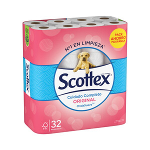 3 paquetes de 32 rollos de Scottex Acolchado Papel Higiénico (total 96  rollos)