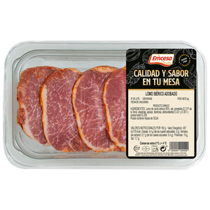 Imagen de EMCESA Filetes de cinta de lomo de cerdo ibérico adobado 200 g.