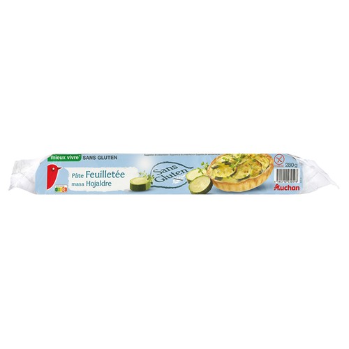 AUCHAN Masa de hojaldre circular, elaborada sin gluten 280 g Producto Alcampo.