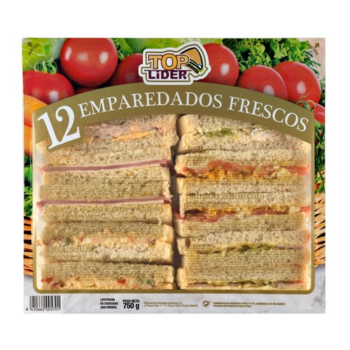 TOP LIDER Sandwiches surtidos de pan blanco sin corteza TOP LIDER 12 uds.