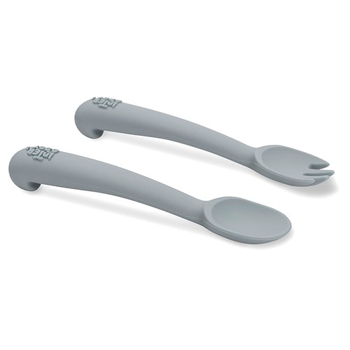 Cuchara tenedor INTERBABY de silicona, color gris.