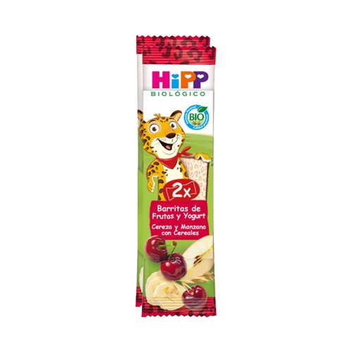 HIPP Biológico Barrita de fruta (cereza y manzana) con cereales y yogurt ecológicos 2 uds.