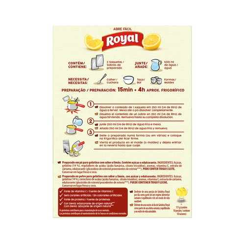 ROYAL Gelatina en polvo sabor limón ROYAL 114 g.
