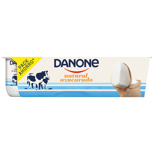 DANONE Yogur natural azucarado, elaborado con fermentos naturales DANONE 8 x 120 g.
