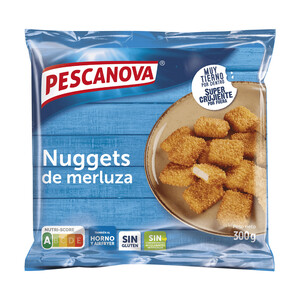 PESCANOVA Trocitos de merluza con empanado super crujiente (nuggets) PESCANOVA 300 g.