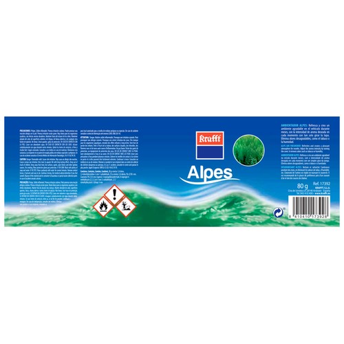 Ambientador en gel para coche, en envase de lata con dosificador y con olor a pino KRAFFT.