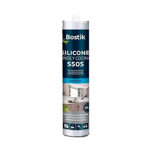Silicona translucida para baños y cocinas, S505, 280 ml, BOSTIK.