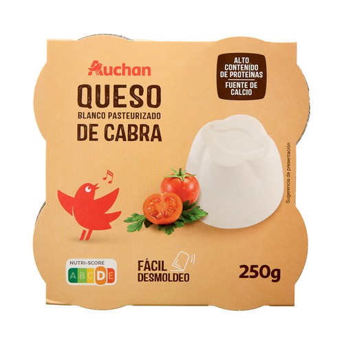 AUCHAN Queso fresco de cabra 4 uds. x 62,5 g. Producto Alcampo
