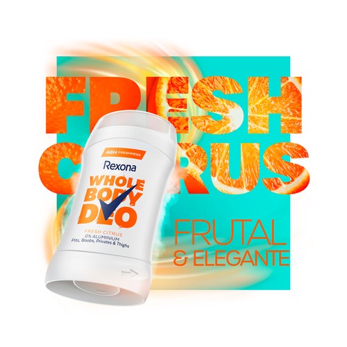 REXONA Citrus fresh Desodorante en stick (barra) unisex para todo el cuerpo 50 ml.