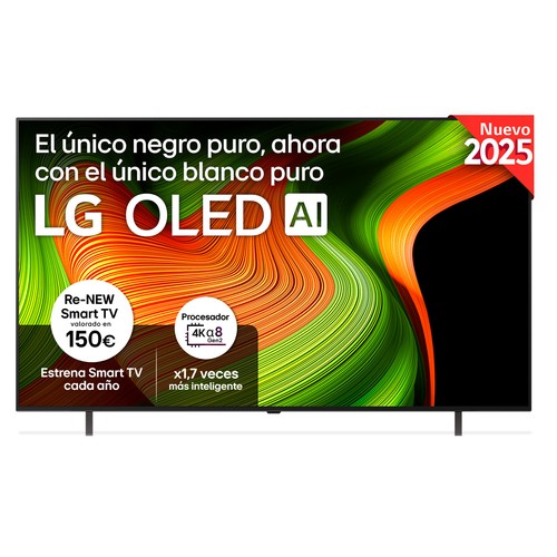 Televisión 165,1 cm (65") LG OLED65B56 4K WEBOS25, Smart TV, con inteligencia artificial, pantalla OLED,4 HDMI, 2 USB, HDR, HDR10, Bluetooth, color negro.