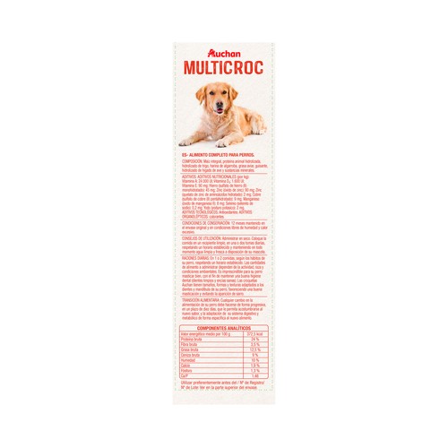 PRODUCTO ALCAMPO Pienso para perros a base de croquetas de carne y cereales Multicroc 15 kg.