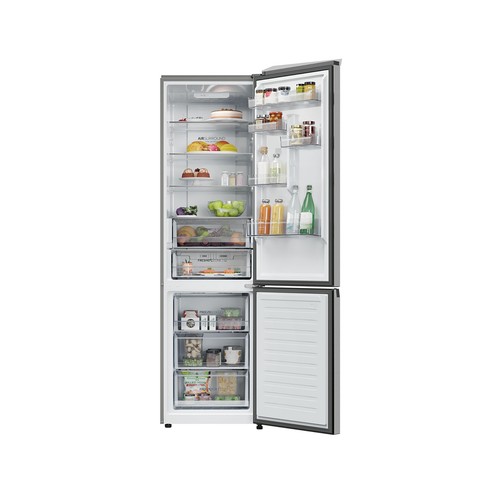 Frigorífico combi 185cm HAIER HDPR3620CNPK INOX, NO FROST, clasificación energética: C, H: 205cm, A: 59,5cm, F: 66,7cm, capacidad total: 409L.