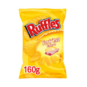 Imagen de RUFFLES Patatas fritas onduladas con sabor a jamón York y queso RUFFLES York'eso bolsa de 160 g.