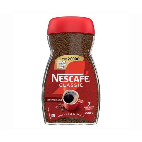 Café soluble descafeinado NESCAFÉ CLASSIC 200 g.