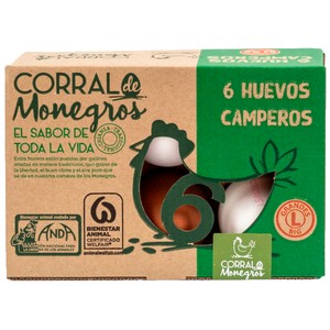 Imagen de CORRAL DE MONEGROS Huevos de gallinas camperas frescos clases M y L y cat. A  6 uds.