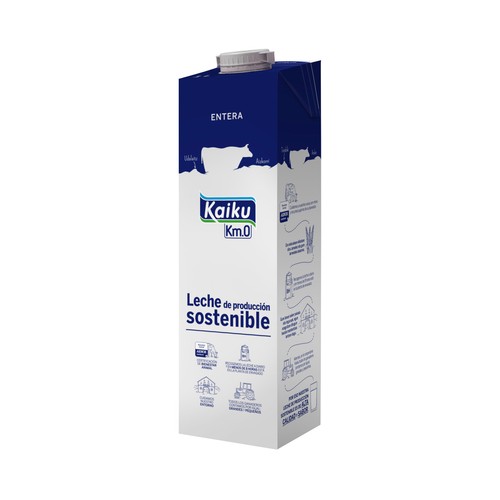 KAIKU Leche entera de vaca, de producción sostenible Km 0 1 l.