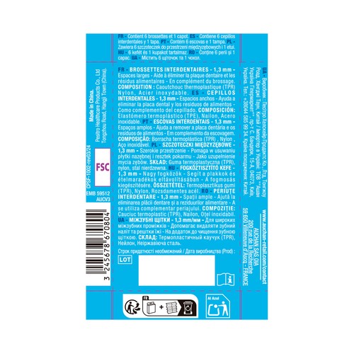 PRODUCTO ALCAMPO Cepillo interdental de 1.3 mm, para espacios anchos 6 uds.