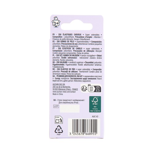 PRODUCTO ALCAMPO Gomas elásticas infantiles pequeñas, de divertidos colores 250 uds.