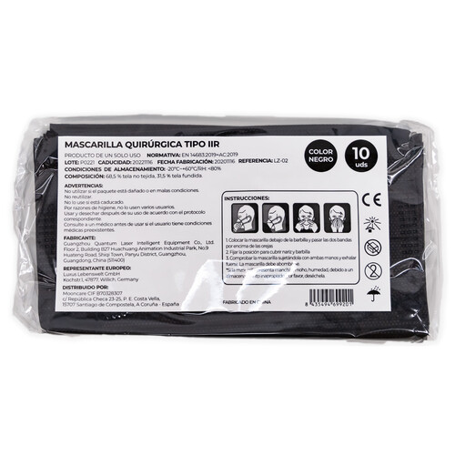 MOONCARE Mascarillas quirúrgicas desechables (tipo IIR), de color negro MOONCARE 50 uds.