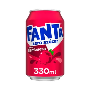 FANTA Zero Refresco sabor frambuesa sin azúcares añadidos lata 330ml