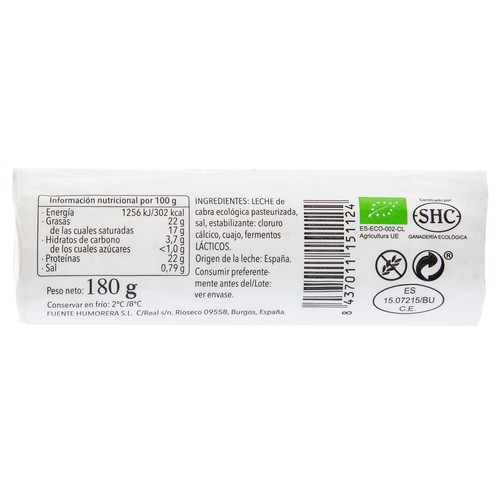 SANTA GADEA Queso de cabra rulo ecológico SANTA GADEA 180 g.
