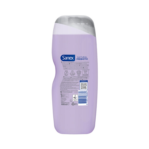 SANEX Gel de ducha o baño micelar equilibrante, para todo tipo de piel y piel seca SANEX Natural prebiotic 600 ml.