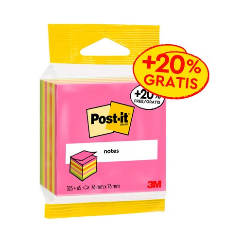 Pack de notas adhesivas 375 + 75 hojas, POST-IT.