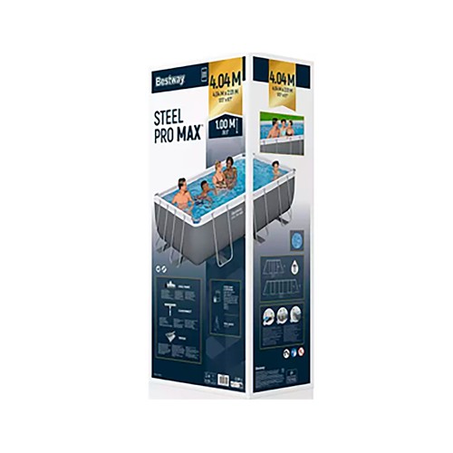 Piscina Steel Pro MAX rectangular, 404X201X100cm, 2.006 L/h, BESTWAY.