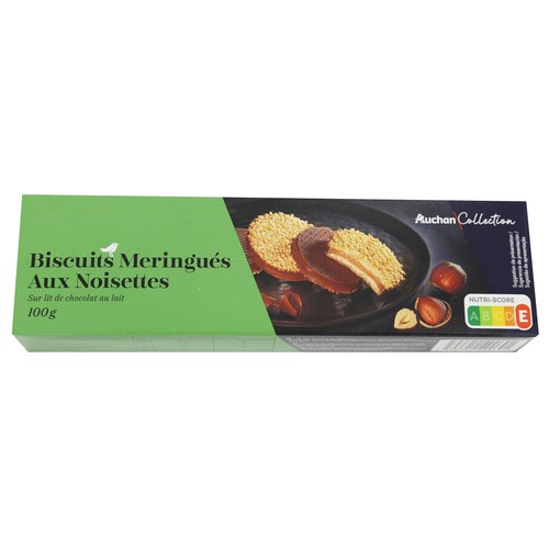 AUCHAN COLLECTION Galletas merengadas con avellanas y chocolate con leche 100 g.