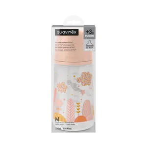 SUAVINEX Biberón de 270 ml., con tetina fisiológica SX Pro de flujo medio, a partir de 3 meses.