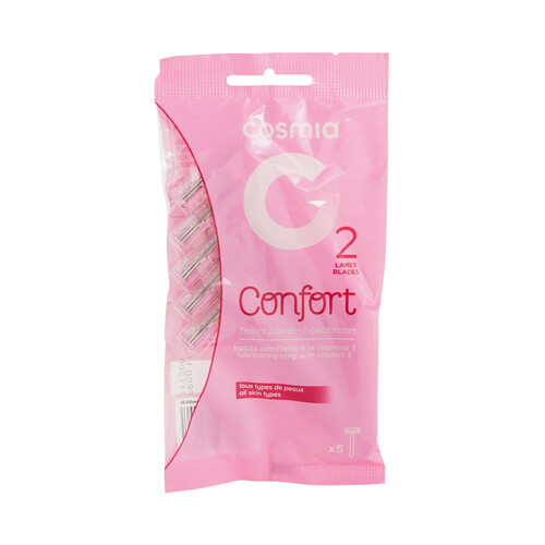 Cuchillas desechables con cabezal de 2 hojas, para todo tipo de pieles COSMIA Comfort 5 uds.