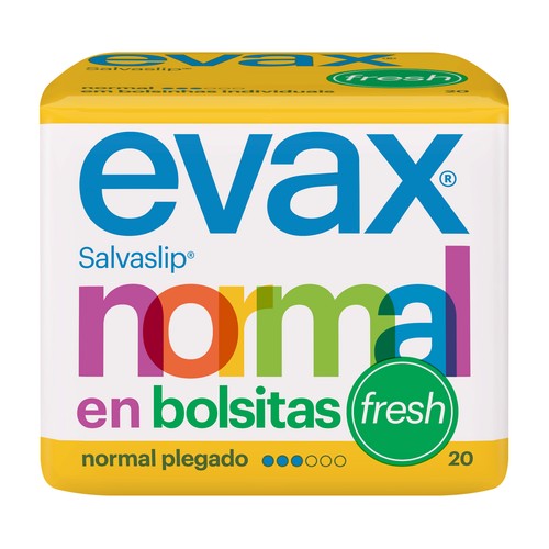 EVAX Salvaslips normal, perfumados, plegados y en bolsitas EVAX Fresh 20 uds.