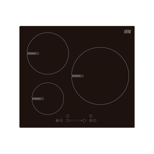 Placa inducción NEW POL NW3IND.K2, 3 zonas de cocción, zona grande de 29cm, potencia: 7200w, programable por zona, control táctil, A: 59,4cm